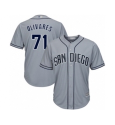 Women's San Diego Padres #71 Edward Olivares Authentic Grey Road Cool Base Baseball Player Jersey