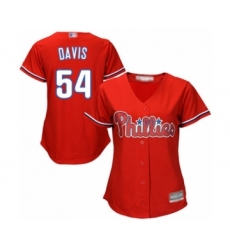 Women's Philadelphia Phillies #54 Austin Davis Authentic Red Alternate Cool Base Baseball Player Jersey