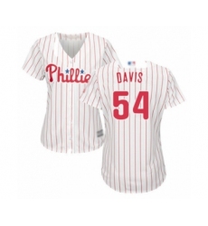 Women's Philadelphia Phillies #54 Austin Davis Authentic White Red Strip Home Cool Base Baseball Player Jersey