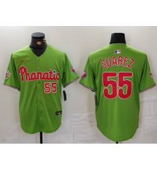 Men's Philadelphia Phillies #55 Ranger Suarez Number Green With Stitched Cool Base Nike Jersey