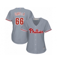 Women's Philadelphia Phillies #66 Edgar Garcia Authentic Grey Road Cool Base Baseball Player Jersey