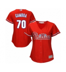 Women's Philadelphia Phillies #70 Arquimedes Gamboa Authentic Red Alternate Cool Base Baseball Player Jersey