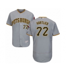 Men's Pittsburgh Pirates #72 Geoff Hartlieb Grey Road Flex Base Authentic Collection Baseball Player Jersey