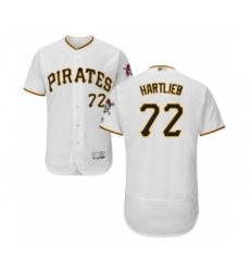 Men's Pittsburgh Pirates #72 Geoff Hartlieb White Home Flex Base Authentic Collection Baseball Player Jersey