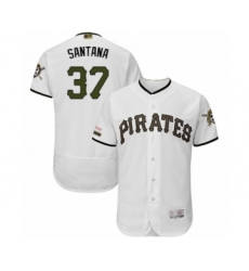 Men's Pittsburgh Pirates #37 Edgar Santana White Alternate Authentic Collection Flex Base Baseball Player Jersey