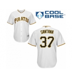 Youth Pittsburgh Pirates #37 Edgar Santana Authentic White Home Cool Base Baseball Player Jersey