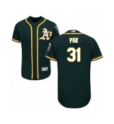 Men's Oakland Athletics #31 A.J. Puk Green Alternate Flex Base Authentic Collection Baseball Player Jersey