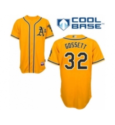 Youth Oakland Athletics #32 Daniel Gossett Authentic Gold Alternate 2 Cool Base Baseball Player Jersey