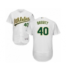Men's Oakland Athletics #40 Chris Bassitt White Home Flex Base Authentic Collection Baseball Player Jersey