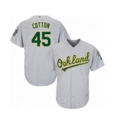 Youth Oakland Athletics #45 Jharel Cotton Authentic Grey Road Cool Base Baseball Player Jersey