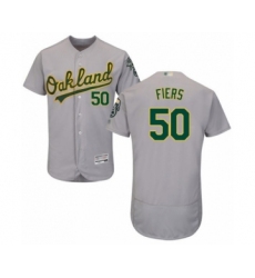 Men's Oakland Athletics #50 Mike Fiers Grey Road Flex Base Authentic Collection Baseball Player Jersey