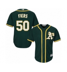 Youth Oakland Athletics #50 Mike Fiers Authentic Green Alternate 1 Cool Base Baseball Player Jersey
