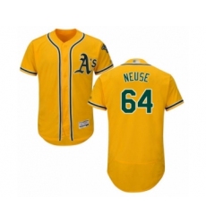 Men's Oakland Athletics #64 Sheldon Neuse Gold Alternate Flex Base Authentic Collection Baseball Player Jersey