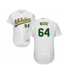 Men's Oakland Athletics #64 Sheldon Neuse White Home Flex Base Authentic Collection Baseball Player Jersey