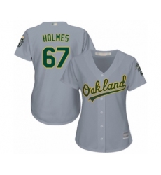 Women's Oakland Athletics #67 Grant Holmes Authentic Grey Road Cool Base Baseball Player Jersey