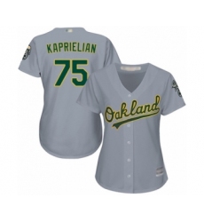 Women's Oakland Athletics #75 James Kaprielian Authentic Grey Road Cool Base Baseball Player Jersey