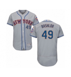 Men's New York Mets #49 Tyler Bashlor Grey Road Flex Base Authentic Collection Baseball Player Jersey