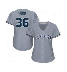 Women's New York Yankees #36 Mike Ford Authentic Grey Road Baseball Player Jersey