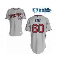 Women's Minnesota Twins #60 Jake Cave Authentic Grey Road Cool Base Baseball Player Jersey