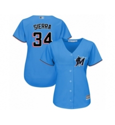 Women's Miami Marlins #34 Magneuris Sierra Authentic Blue Alternate 1 Cool Base Baseball Player Jersey