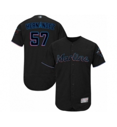 Men's Miami Marlins #57 Elieser Hernandez Black Alternate Flex Base Authentic Collection Baseball Player Jersey
