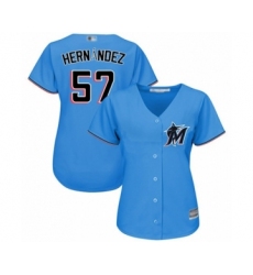 Women's Miami Marlins #57 Elieser Hernandez Authentic Blue Alternate 1 Cool Base Baseball Player Jersey