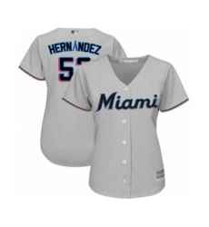 Women's Miami Marlins #57 Elieser Hernandez Authentic Grey Road Cool Base Baseball Player Jersey