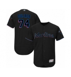 Men's Miami Marlins #74 Jose Quijada Black Alternate Flex Base Authentic Collection Baseball Player Jersey