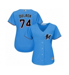 Women's Miami Marlins #74 Jose Quijada Authentic Blue Alternate 1 Cool Base Baseball Player Jersey