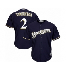 Youth Milwaukee Brewers #2 Trent Grisham Authentic Navy Blue Alternate Cool Base Baseball Player Jersey
