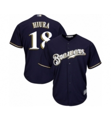 Youth Milwaukee Brewers #18 Keston Hiura Authentic Navy Blue Alternate Cool Base Baseball Player Jersey