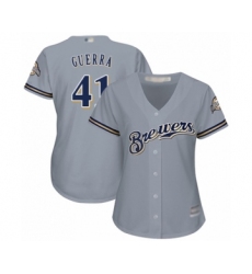 Women's Milwaukee Brewers #41 Junior Guerra Authentic Grey Road Cool Base Baseball Player Jersey
