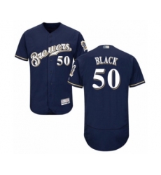 Men's Milwaukee Brewers #50 Ray Black Navy Blue Alternate Flex Base Authentic Collection Baseball Player Jersey