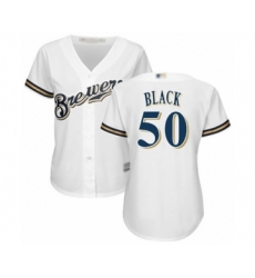 Women's Milwaukee Brewers #50 Ray Black Authentic White Home Cool Base Baseball Player Jersey