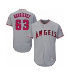 Men's Los Angeles Angels of Anaheim #63 Jose Rodriguez Grey Road Flex Base Authentic Collection Baseball Player Jersey