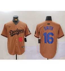 Men's Los Angeles Dodgers #16 Will Smith NUmber Olive Cool Base Limited Stitched Jersey