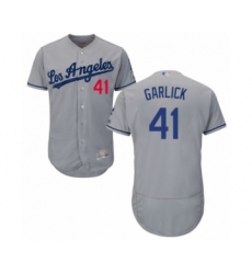 Men's Los Angeles Dodgers #41 Kyle Garlick Grey Road Flex Base Authentic Collection Baseball Player Jersey