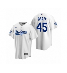 Men's Los Angeles Dodgers #45 Matt Beaty White 2020 World Series Champions Replica Jersey