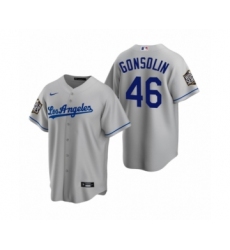 Men's Los Angeles Dodgers #46 Tony Gonsolin Gray 2020 World Series Replica Jersey
