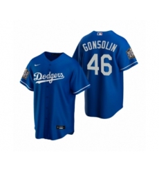 Men's Los Angeles Dodgers #46 Tony Gonsolin Royal 2020 World Series Replica Jersey