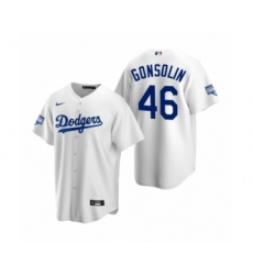 Men's Los Angeles Dodgers #46 Tony Gonsolin White 2020 World Series Champions Replica Jersey