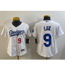 Women's Los Angeles Dodgers #9 Gavin Lux White Stitched Cool Base Nike Jerseys