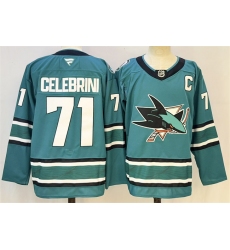 Men's San Jose Sharks #71 Macklin Celebrini Teal 2026 With C Stitched Hockey Jersey