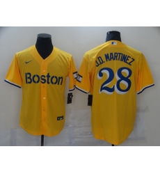 Men's Boston Red Sox #28 J.D. Martinez Nike Gold-Light Blue 2021 City Connect Replica Jersey