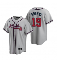 Men's Nike Atlanta Braves #19 Shane Greene Gray Road Stitched Baseball Jersey
