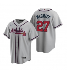 Men's Nike Atlanta Braves #27 Fred McGriff Gray Road Stitched Baseball Jersey