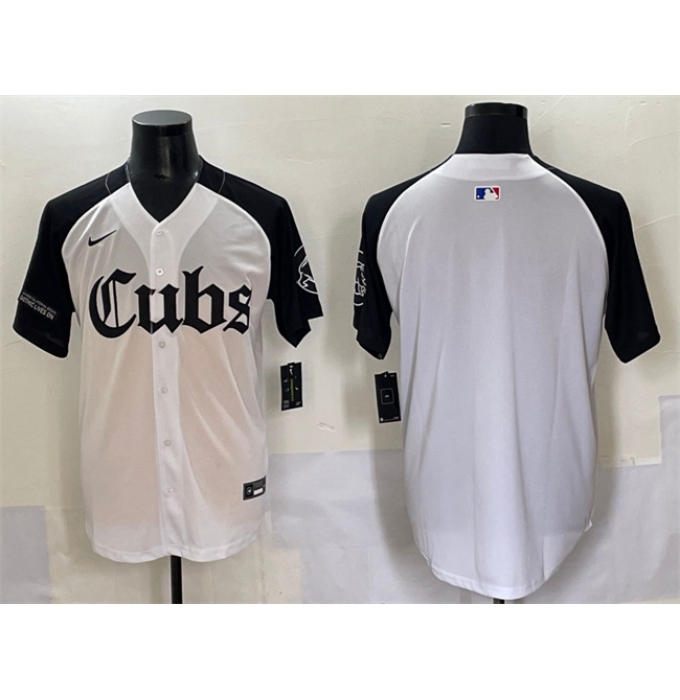 Men's Chicago Cubs Blank White Black 'Gothic North Side Edition' Vapor Premier Limited Stitched Baseball Jersey