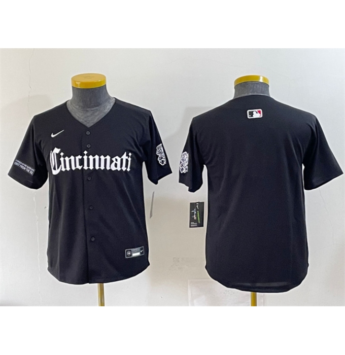 Youth Cincinnati Reds Blank Black 'Gothic Queen City Edition' Vapor Premier Limited Stitched Baseball Jerse