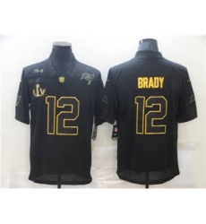 Men's Tampa Bay Buccaneers #12 Tom Brady 2020 Black Gold Salute To Service With Super Bowl Patch Limited Jersey