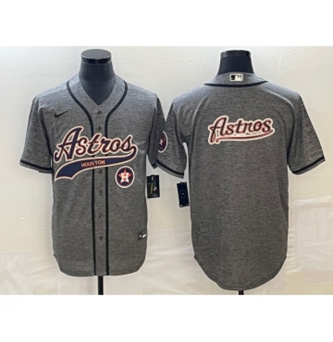 Men's Houston Astros Blank Grey Gridiron With Patch Cool Base Stitched Baseball Jerseys
